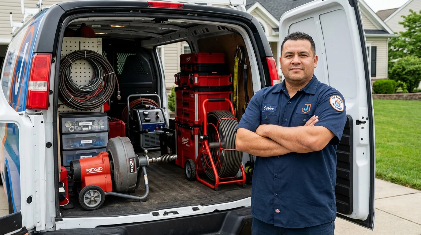 Professional drain cleaning equipment and Johns Plumbing LLC plumber in Seekonk