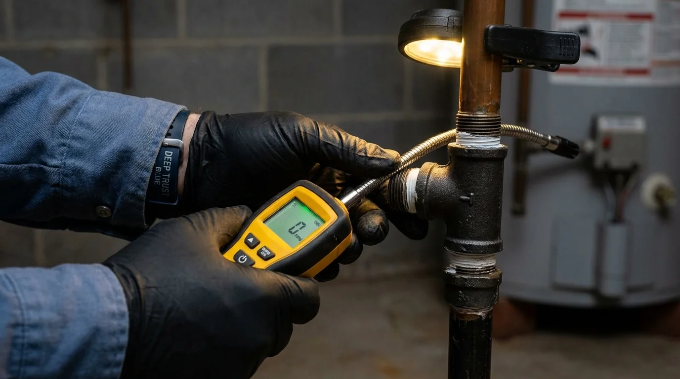Gas leak detection with electronic sniffer by Johns Plumbing LLC in Seekonk