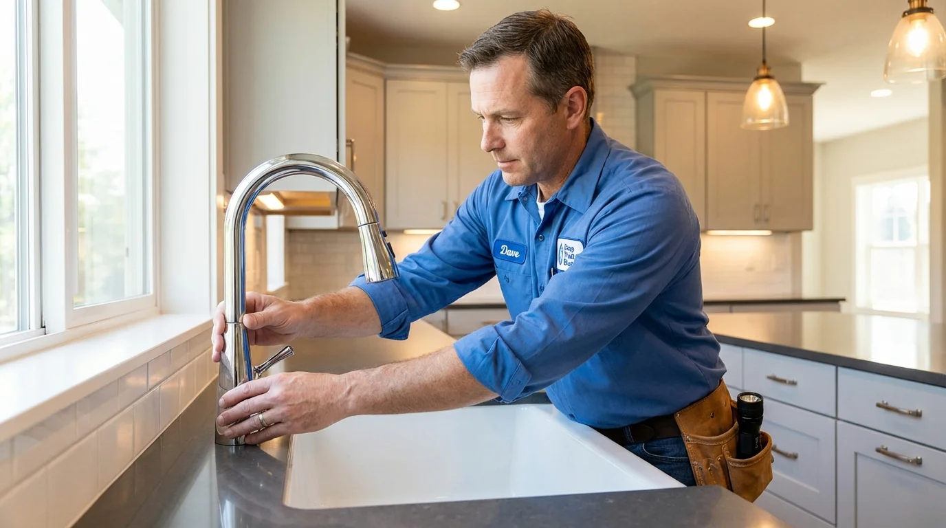 Kitchen faucet installation by Johns Plumbing LLC in Seekonk